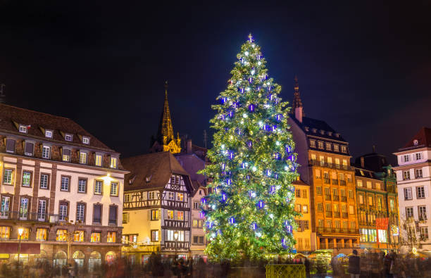 Christmas tree at the famous Christmas Market in Strasbourg - Alsace, France