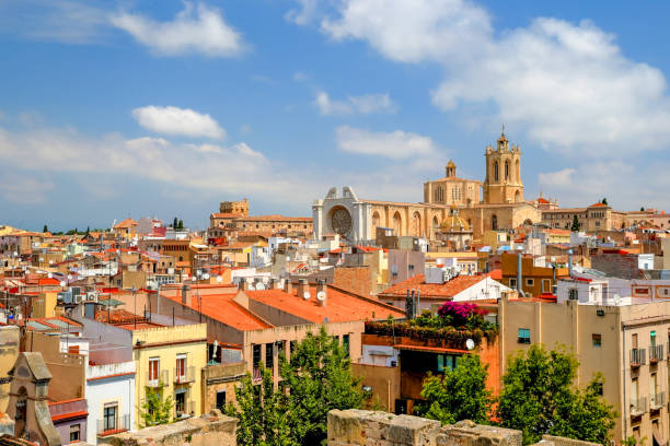 Tarragona, Spain - July 6, 2016: Cityscape of the walled city of Tarragona Spain