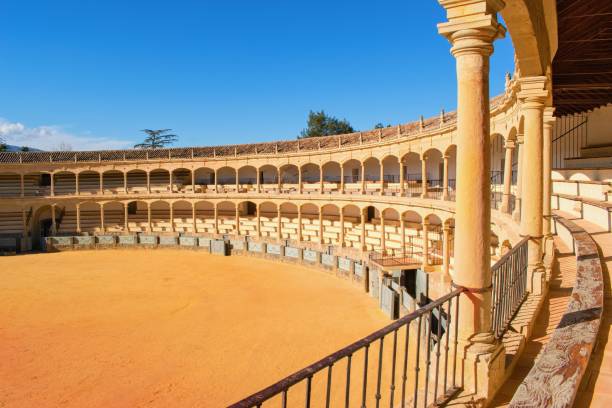 Plaza de Toros de Ronda, Andalusia , Spain - 01/25/2023 - scene of bullfight ring