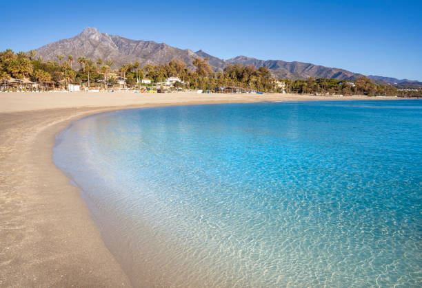 Marbella Beach Playa Nagueles Nagüeles promenade beside Casablanca in Malaga province of Spain